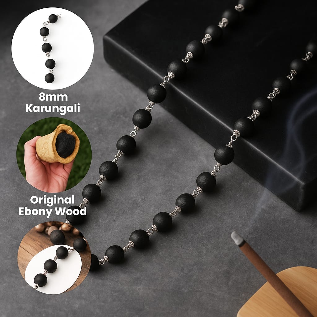 Original Karungali Mala – Handcrafted with Pure Black Ebony Wood